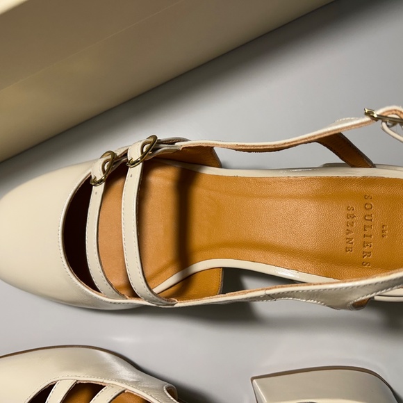 NEW Womens Sezane Paula Babies White Lacquer Shoes size US 6 FR 37 - Picture 5 of 16